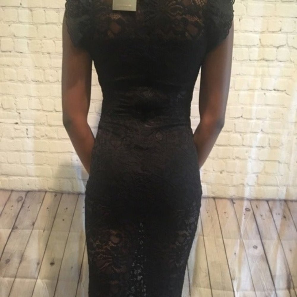 Valentine Black Sheer Lace Midi Dress - Picture 7 of 8